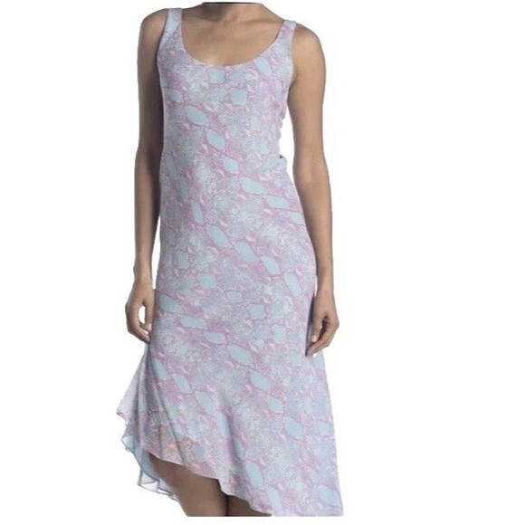 Diane Von Furstenberg Slip Dress 6 Snake Print Asymmetrical Sheer Fairy Y2K - Picture 1 of 15